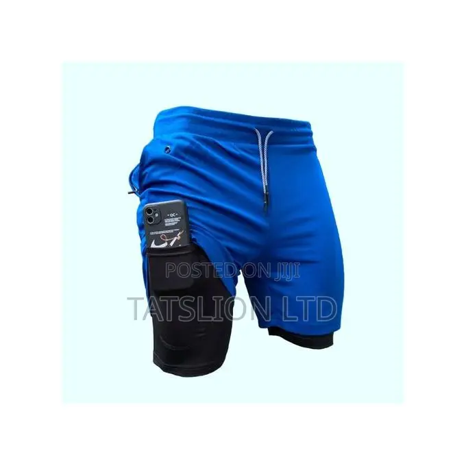 Men 2 in 1 Training Gym Shorts Fitness
