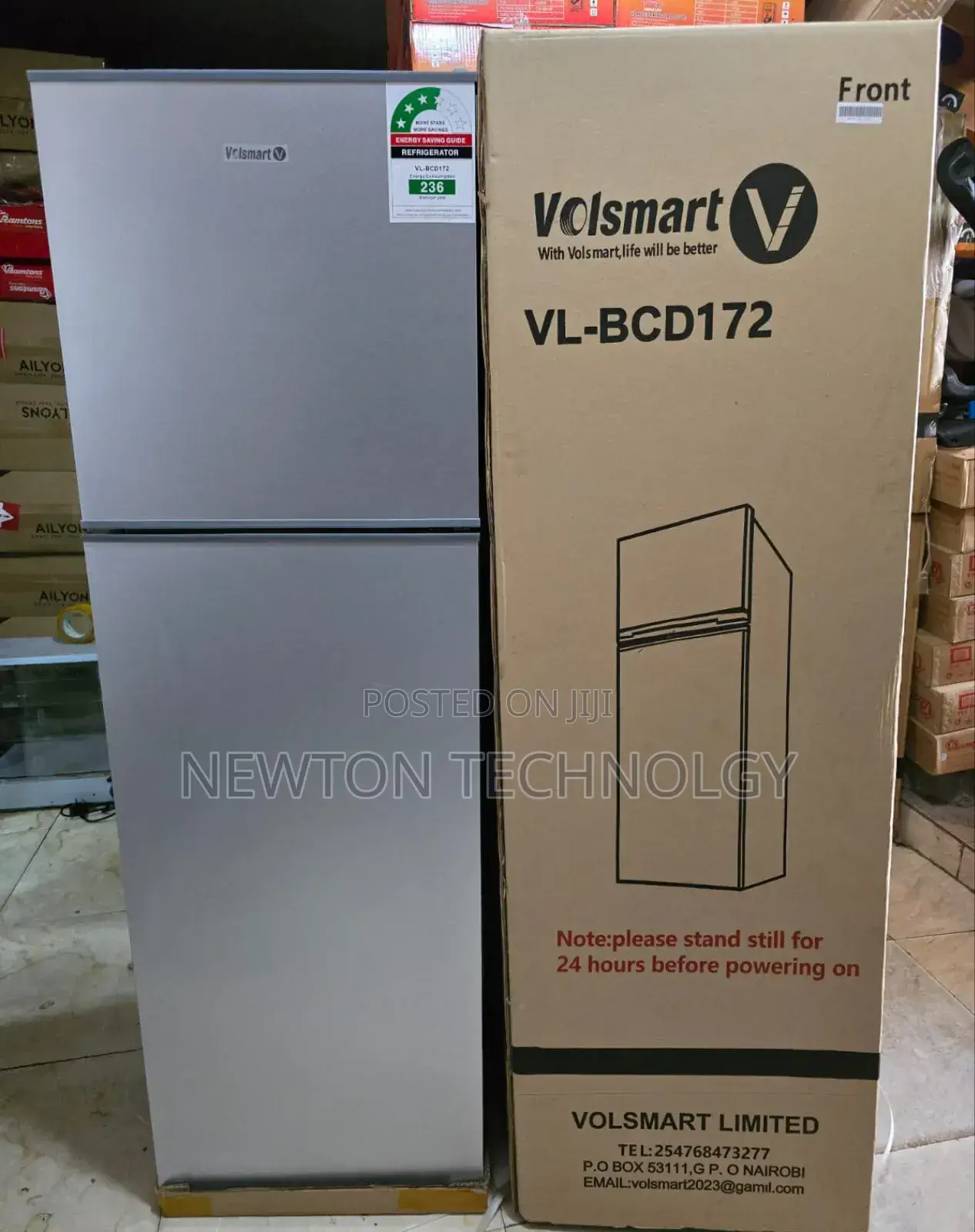 Silver Volsmart 108 Litres Double Door Refrigerator