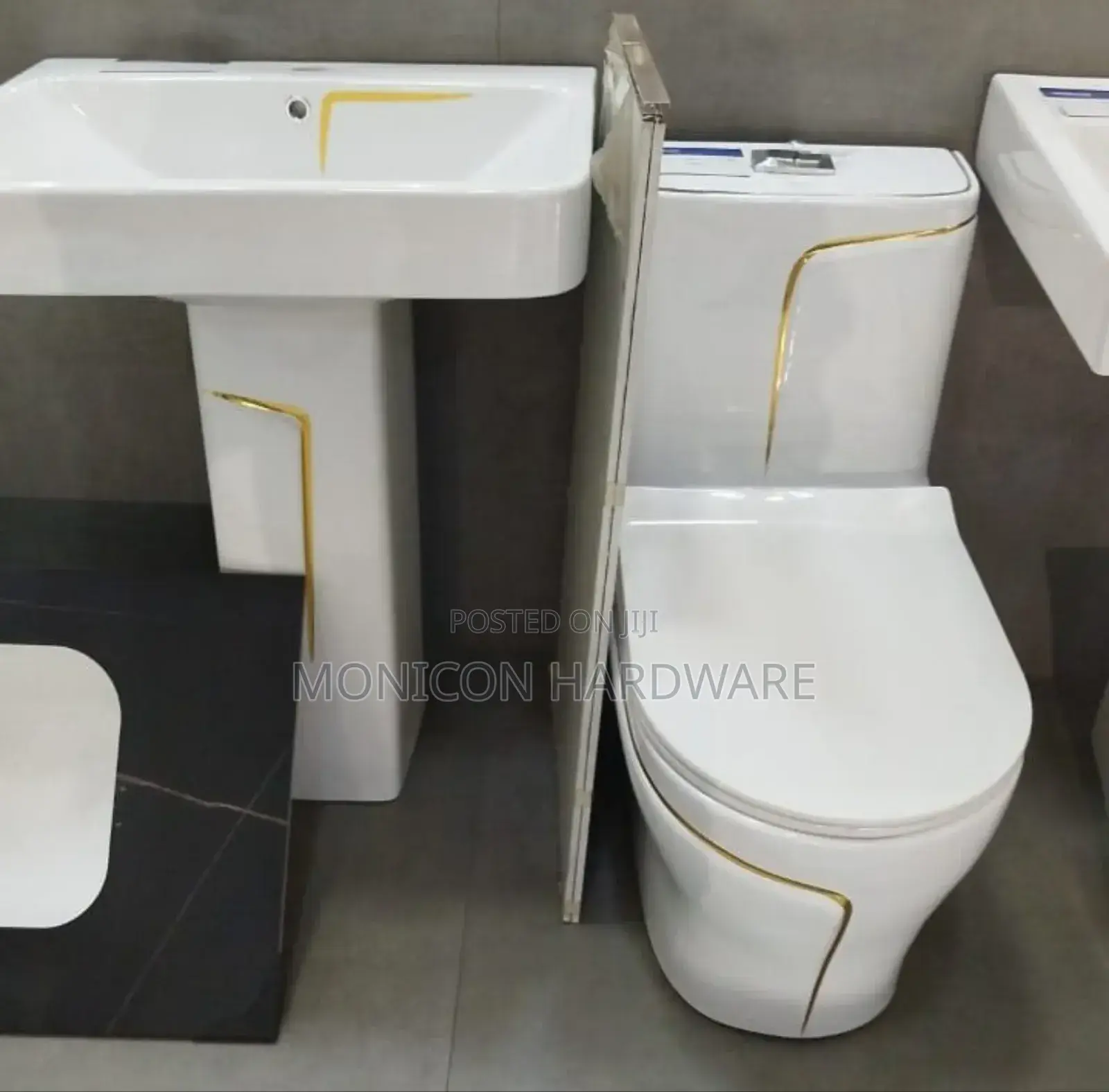 Water Closet Set With a Pedestal Sink