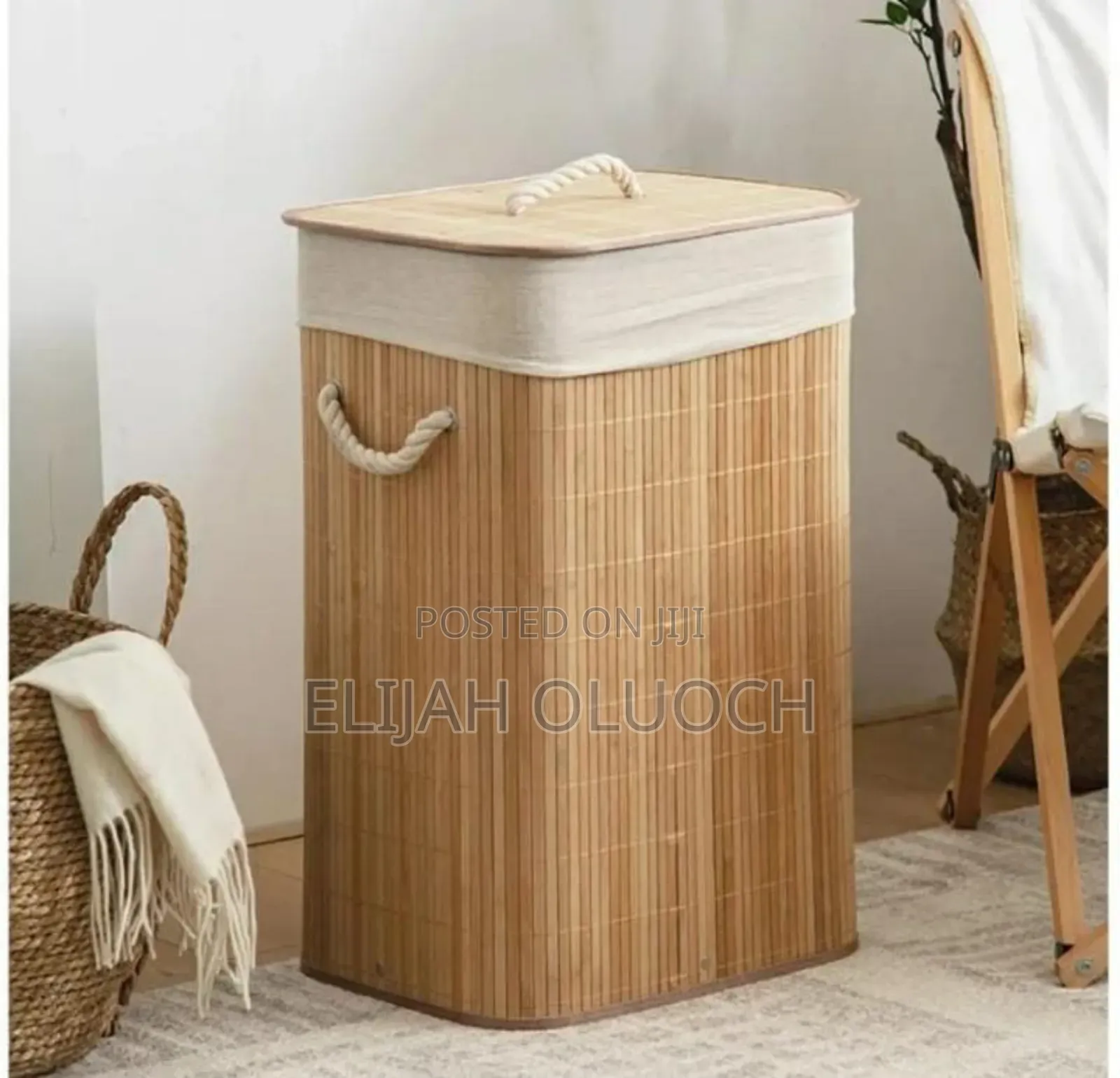 Foldable Large Capacity Wooden Laundry Basket