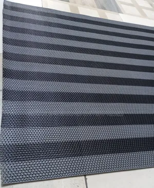 Grey and Black Striped Perforated Anti Slip Bathroom Mat