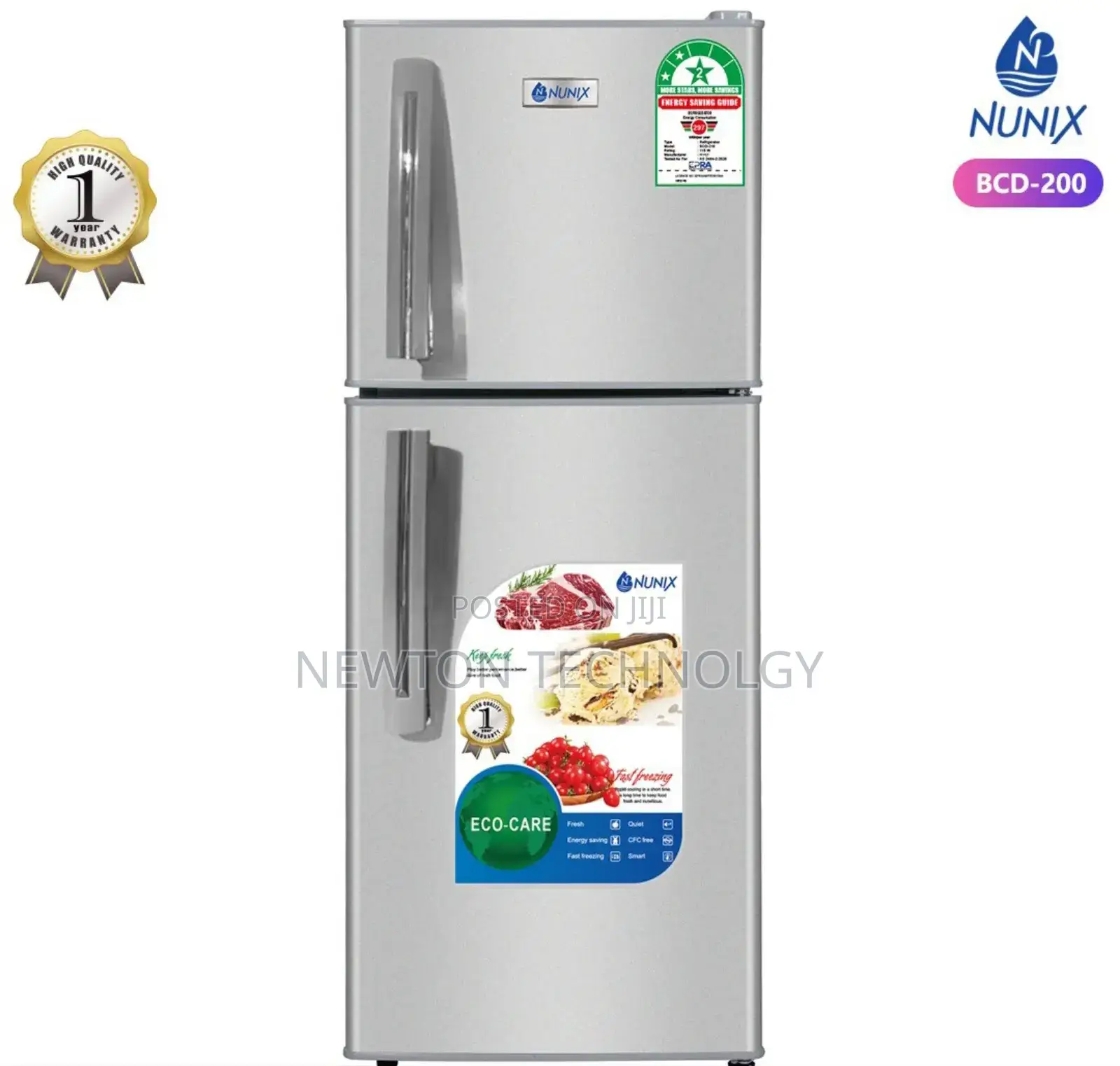 Nunix 210 Litres Double Door Refrigerator With Handles