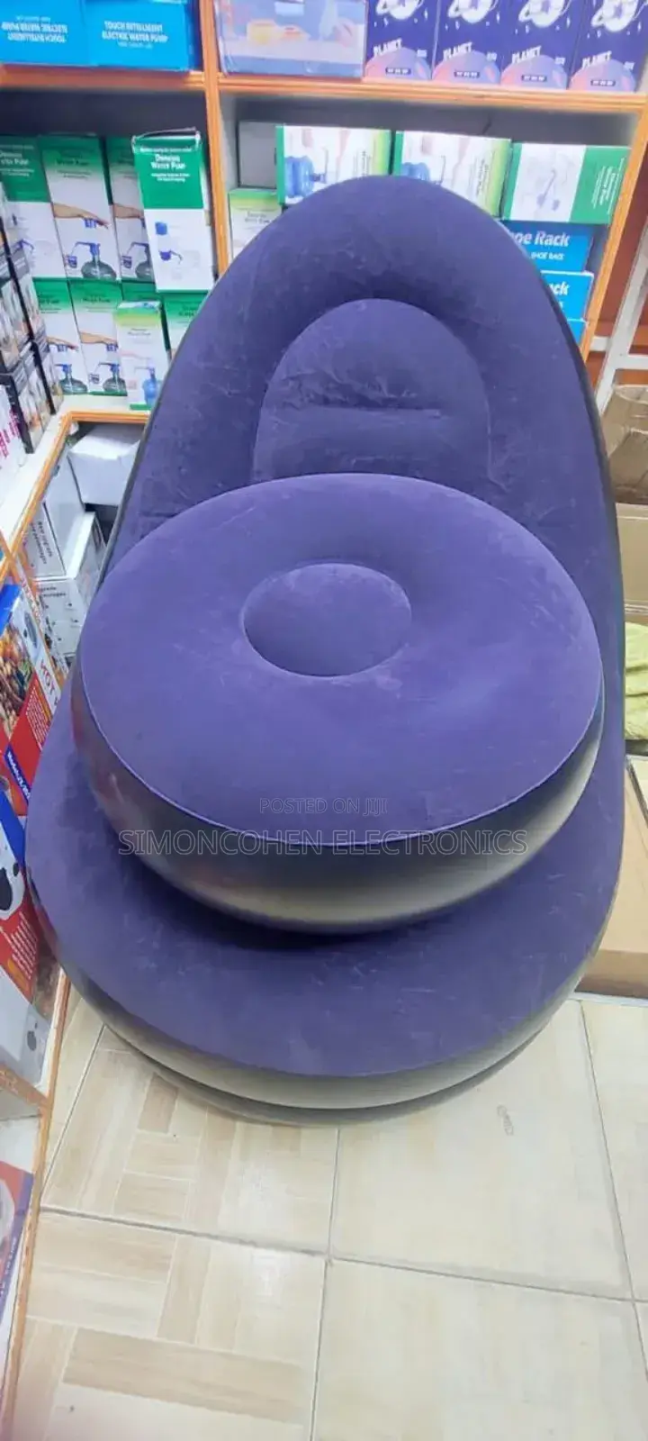 Inflatable Seat Plus Foot Rest and Pump