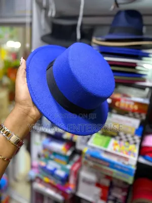 Royal Blue Unisex Flat Top Fedora Hats