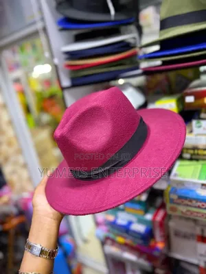 Wide Brown Fedora.Hats in Maroon Color