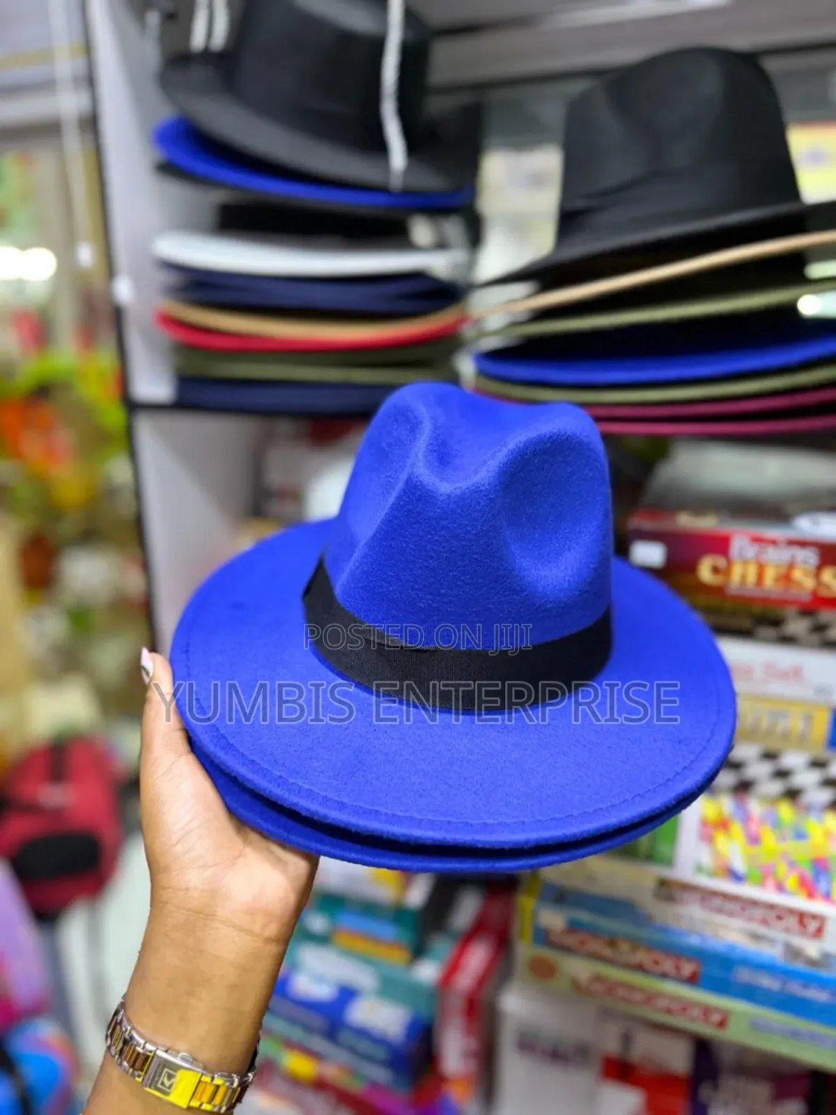 Fedora Hats in Royal Blue Wide Brim Unisex Hats at 700
