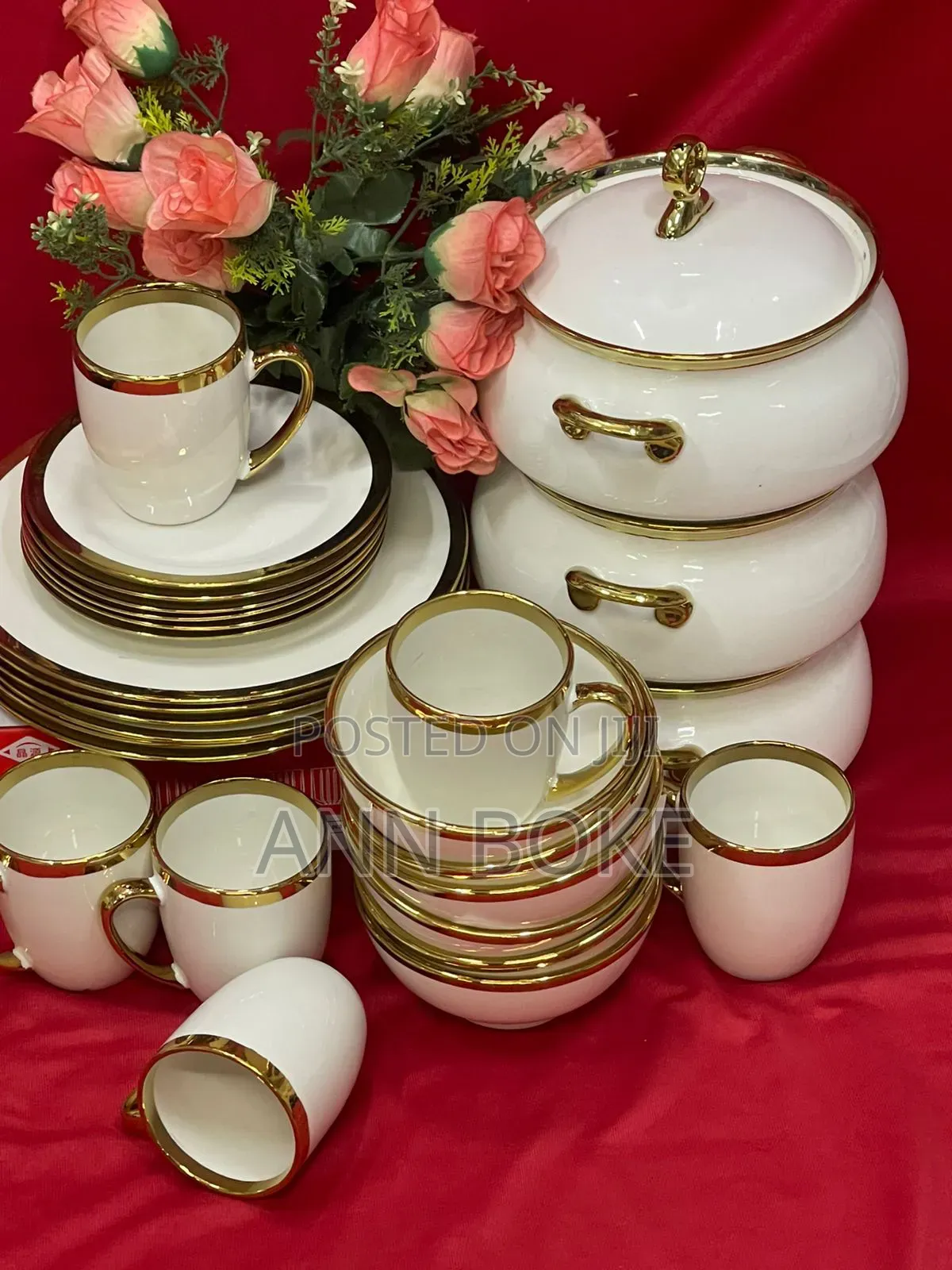  *Generic 30 Piece Ceramic Gold Line Dinner Set Combo