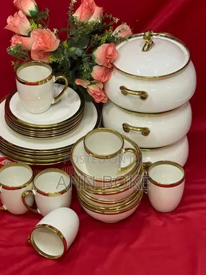  *Generic 30 Piece Ceramic Gold Line Dinner Set Combo