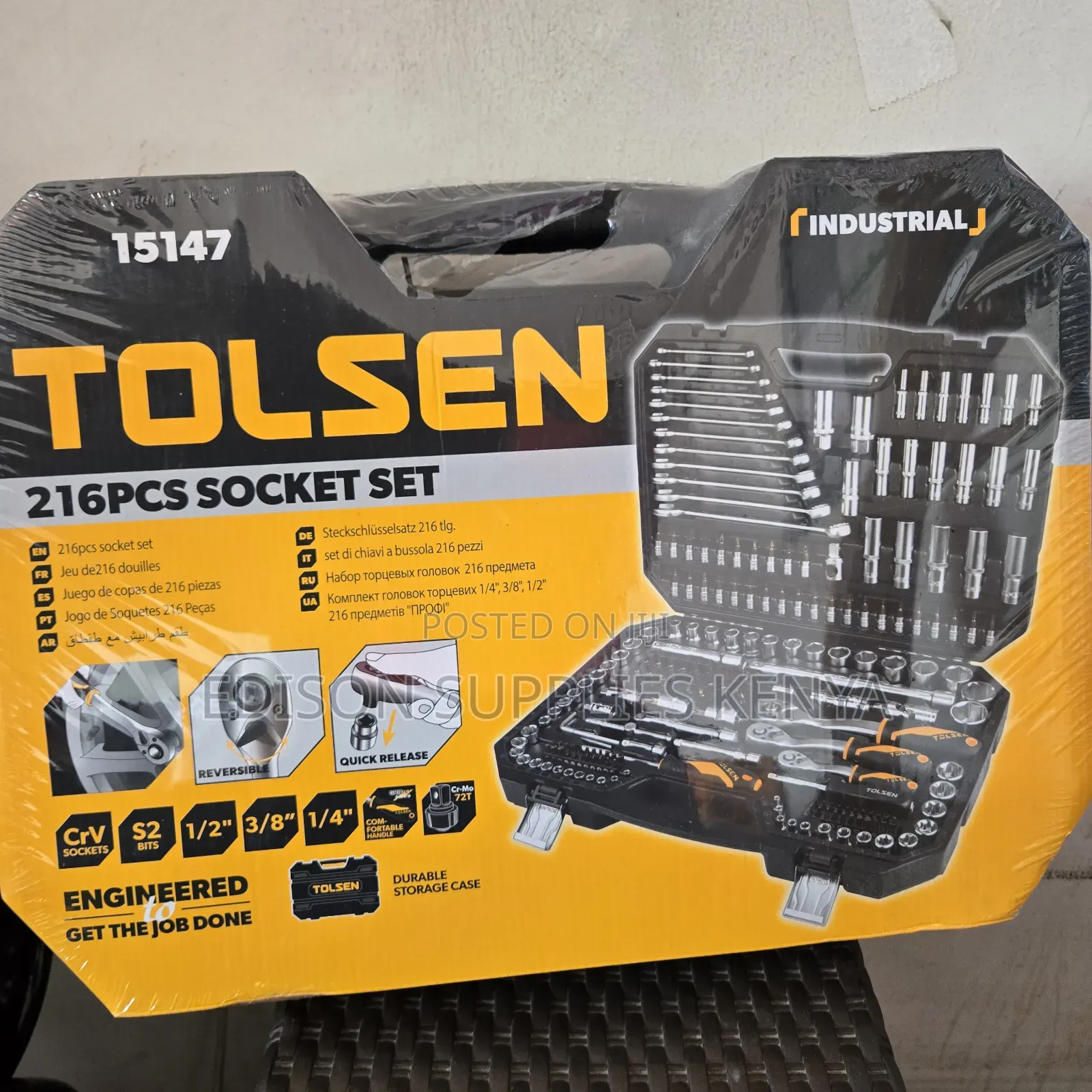 Tolsen 216 PCS Socket Set Mechanics Tools 216pcs Garage Mechanic Tool