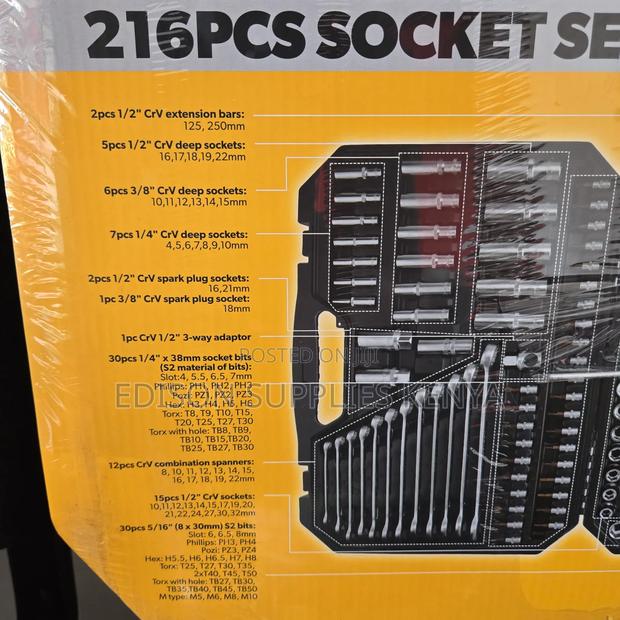 Tolsen 216 PCS Socket Set Mechanics Tool Set Car Garage Mechanic Tools - thumbnail 4