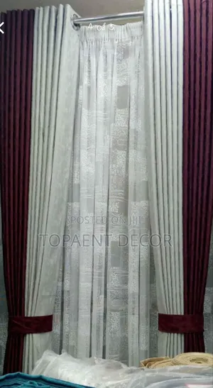 Maroon and Off White Colourful Stylish Window Curtains