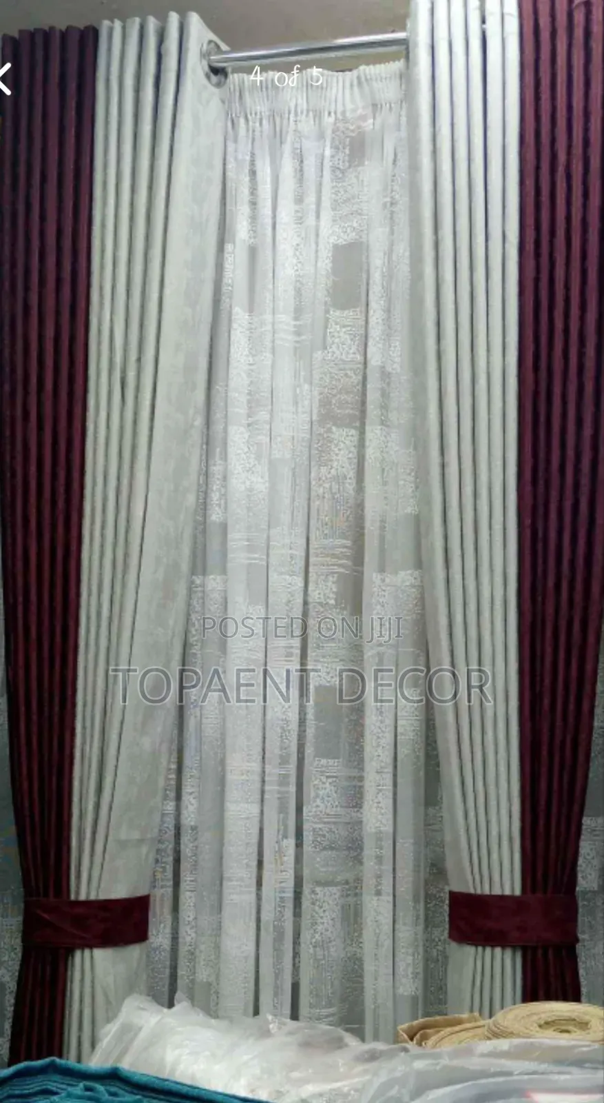 Maroon and Off White Colourful Stylish Window Curtains
