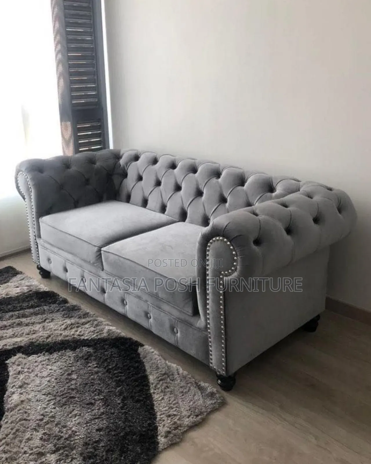 Gray Chesterfield 2 Seater Sofa