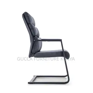 Office Chair:Modern No Wheels Desk Chair Faux Leather