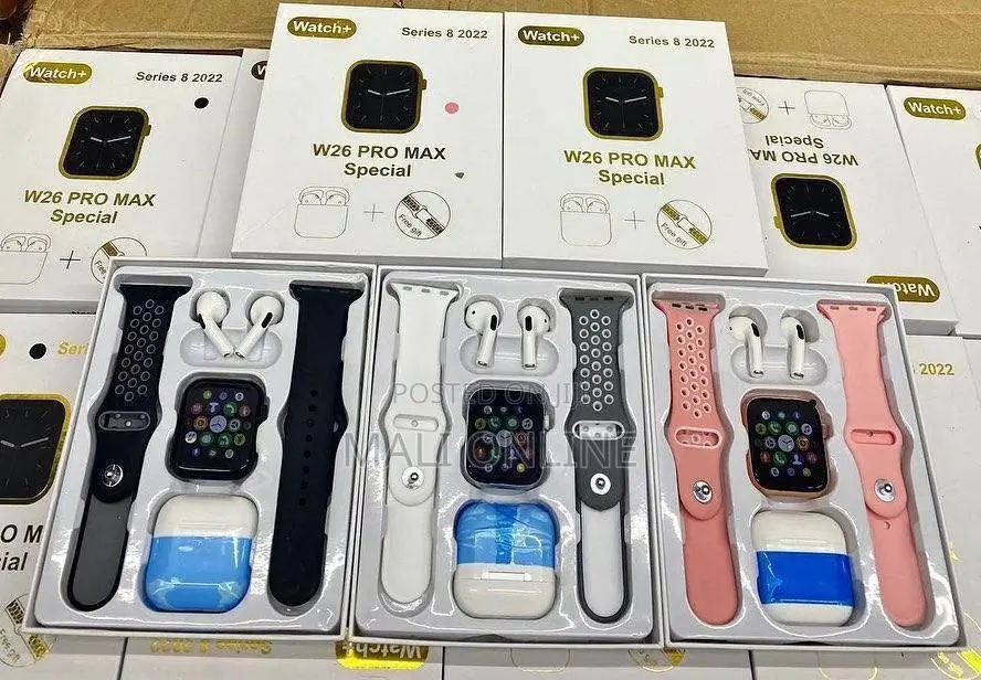 W26 Pro Max Series 8 Smart Watch With Bluetooth Earpods