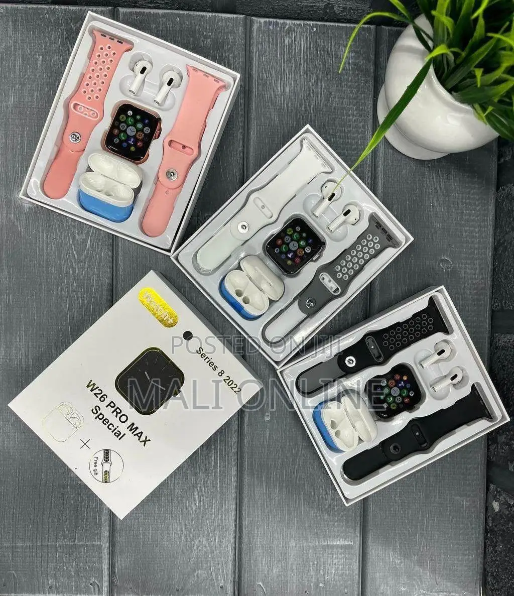 W26 Pro Max Series 8 Smart Watch With Bluetooth Earpods