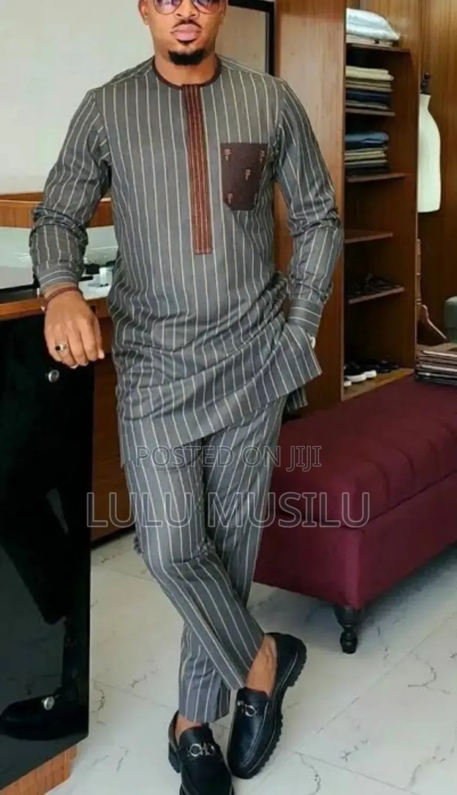 Stipped African Ankara Suit