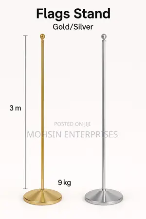 Professional Gold/Silver 3meter Flag Stand –Adjustable | 9kg
