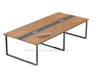Office Table:2.4 Meters Minimalist Meeting Room Table-Brown