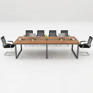 Office Table:2.4 Meters Minimalist Meeting Room Table-Brown