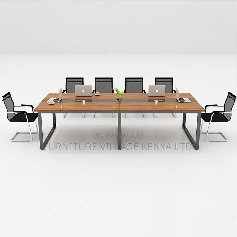 Office Table:2.4 Meters Minimalist Meeting Room Table-Brown