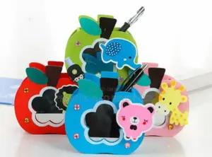 Multicolor Wooden Pen Stand With Mirror