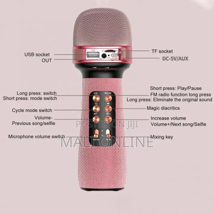 Wireless Portable Karaoke Microphone Speaker Bt Column Mic