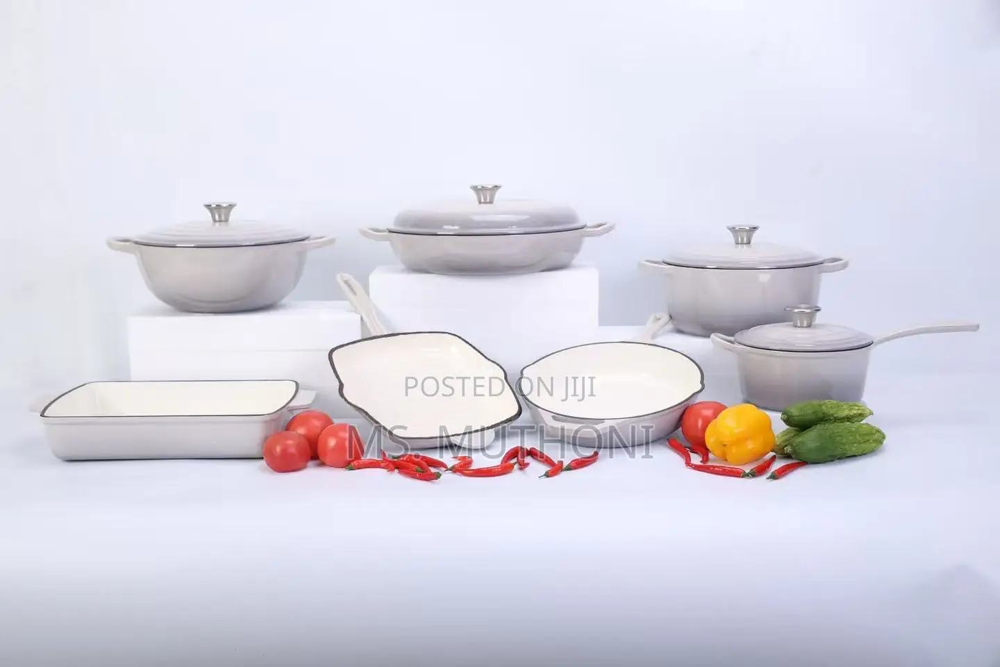 11 PCS Enamel Cast Iron Cooking Pots* Silicon Spoons