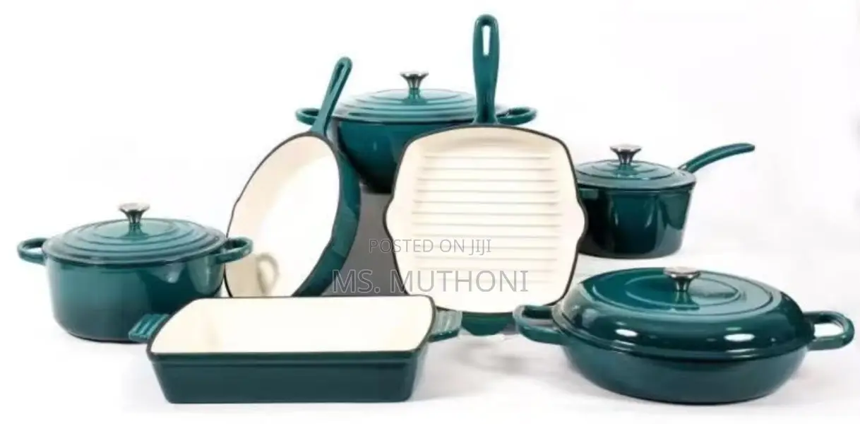 11 PCS Enamel Cast Iron Cooking Pots* Silicon Spoons