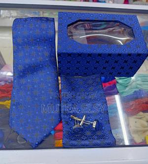 Royal Blue Black Geometric Executive Tie Sets - thumbnail 2