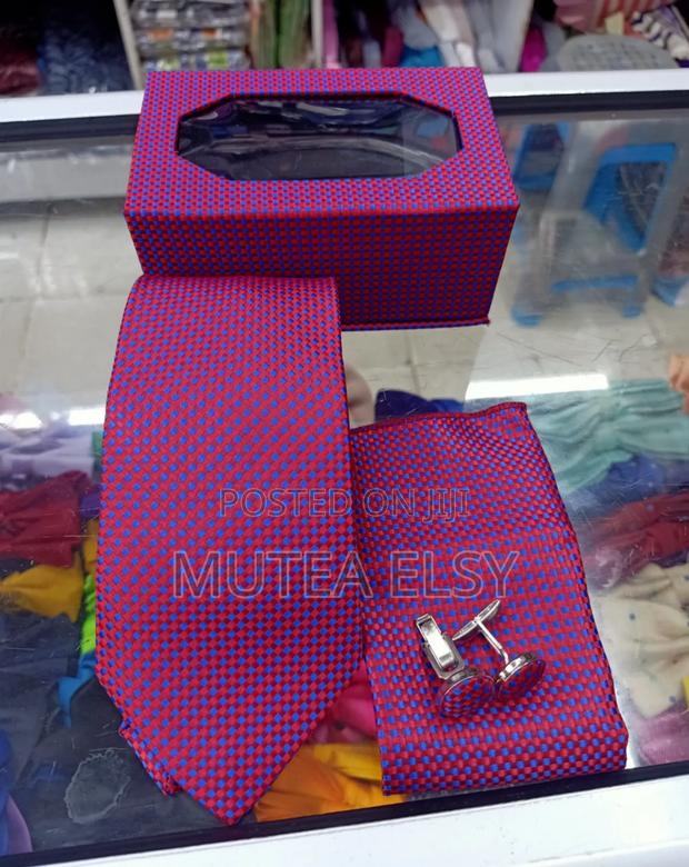 Red Pink Royal Blue Polycadot Executive Tie Sets - main view