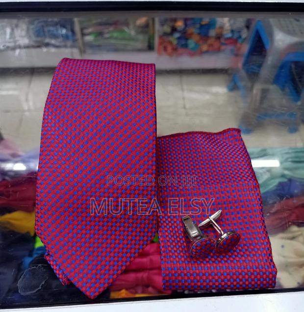 Red Pink Royal Blue Polycadot Executive Tie Sets - thumbnail 2