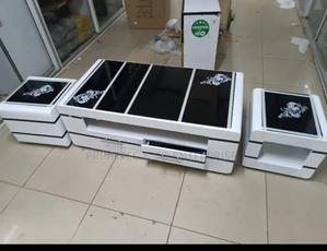 Coffee Table With Glass/Marble Topping With Stools. - thumbnail 2