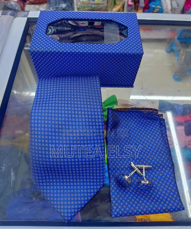 Royal Blue Peach Polycadot Executive Tie Sets - main view