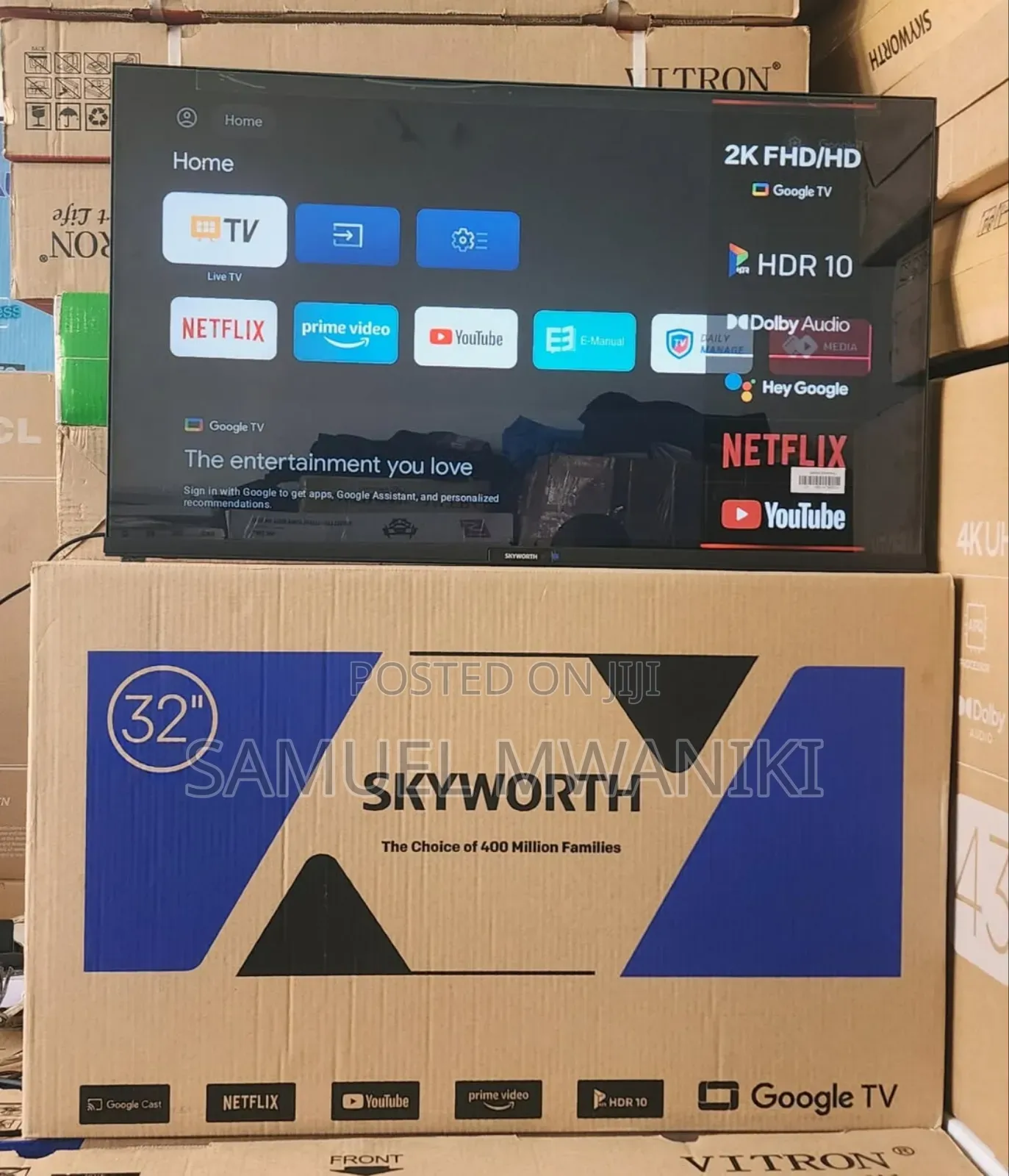 Skyworth 32" Full Hd Frameless Smart Google Tv Black