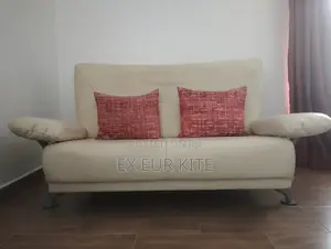 Two Seater Pu Leather and Two Poufs