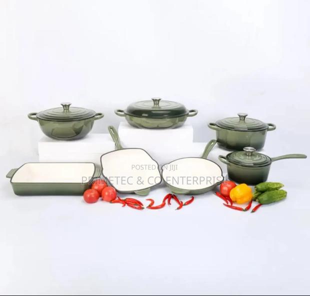 11 PCS Enamel Cast Iron Cooking Pots - thumbnail 2