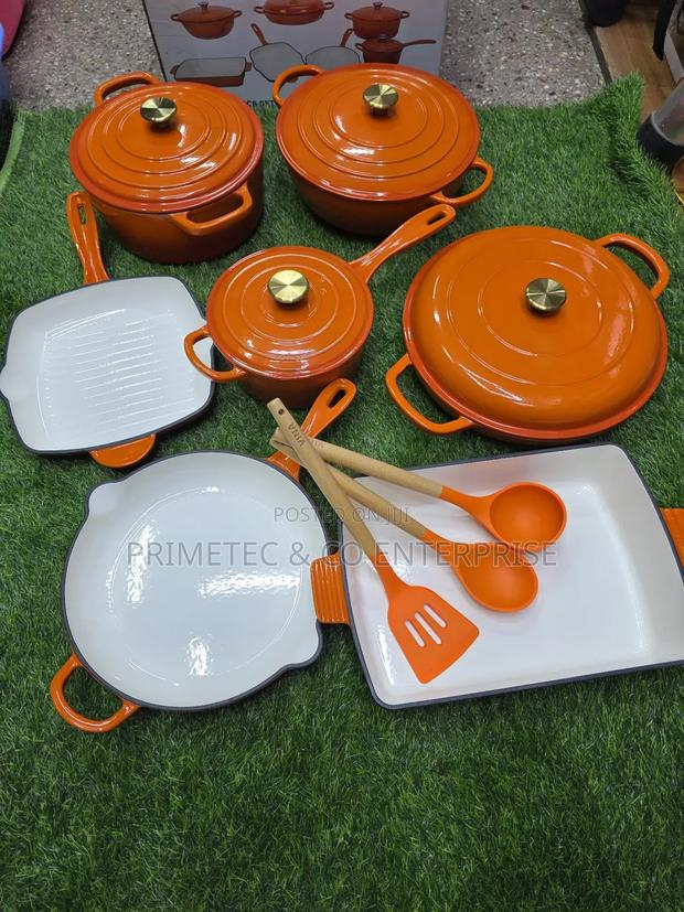 11 PCS Enamel Cast Iron Cooking Pots - thumbnail 7