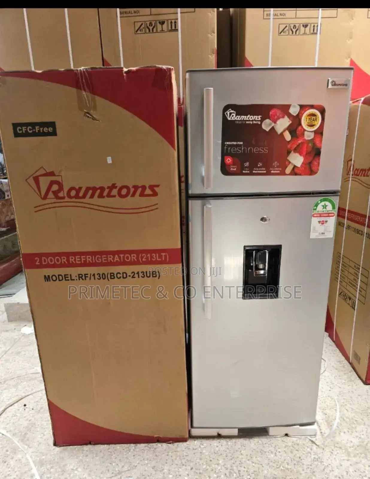 Ramtons Rf/130- 213l 2 Door Direct Cool Fridge+ Dispenser