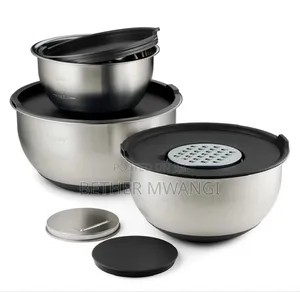 8 PCS Stainless Steel Mixing Bowl Grater Set With Lids.