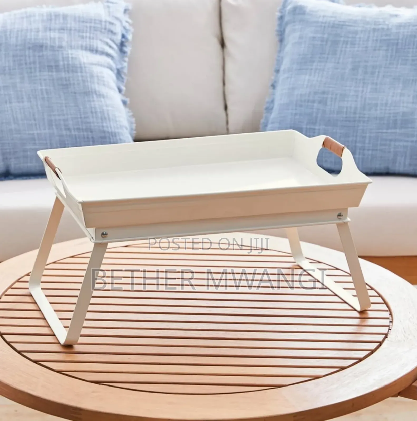 Vanilla White Rectangle Galvanized Steel Bed Serving Tray
