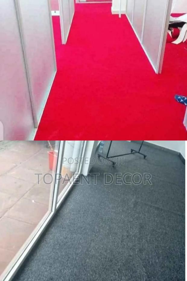 Grey and Red Wall to Wall Textured Loop Pile Office Carpets