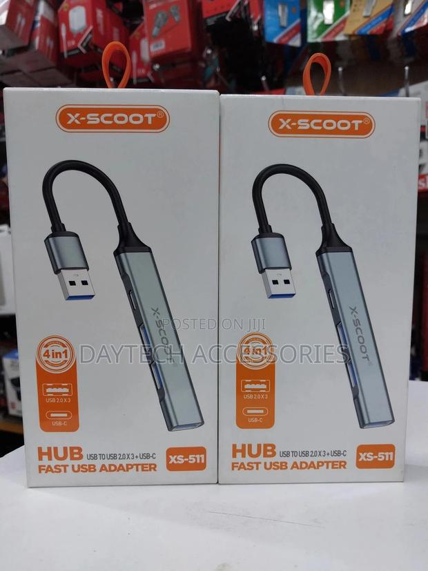 X-Scoot 4-in-1 4port Usb Hub (Grey Usb) - main view