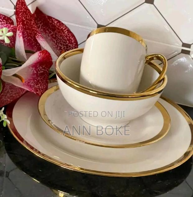  *24 Pieces Gold Rimmed Trendy Dinner Sets* - thumbnail 2