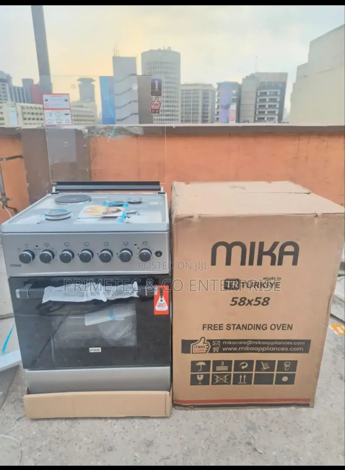 Silver Mika Standing Cooker 58 X 58 3 Gas + 1electric