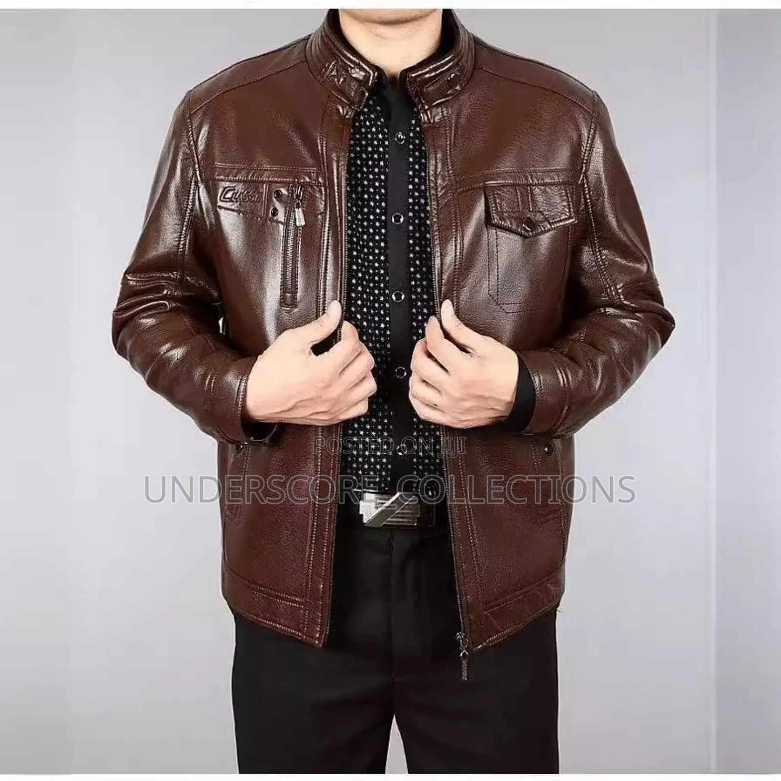 Executive Men Brown Leather Jacket