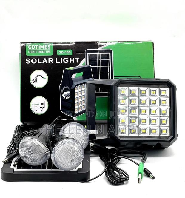 Gd Times Js-105 Solar Light System With 3 Led Bulbs