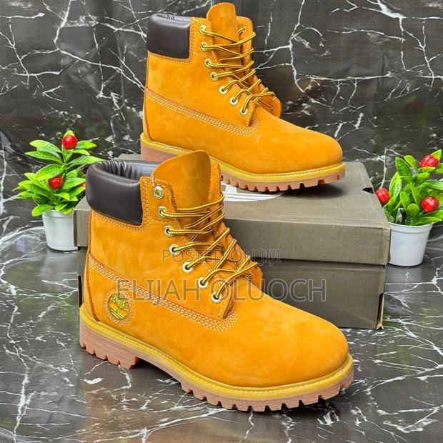 Metallic Logo Leather Timberland Boots - main view