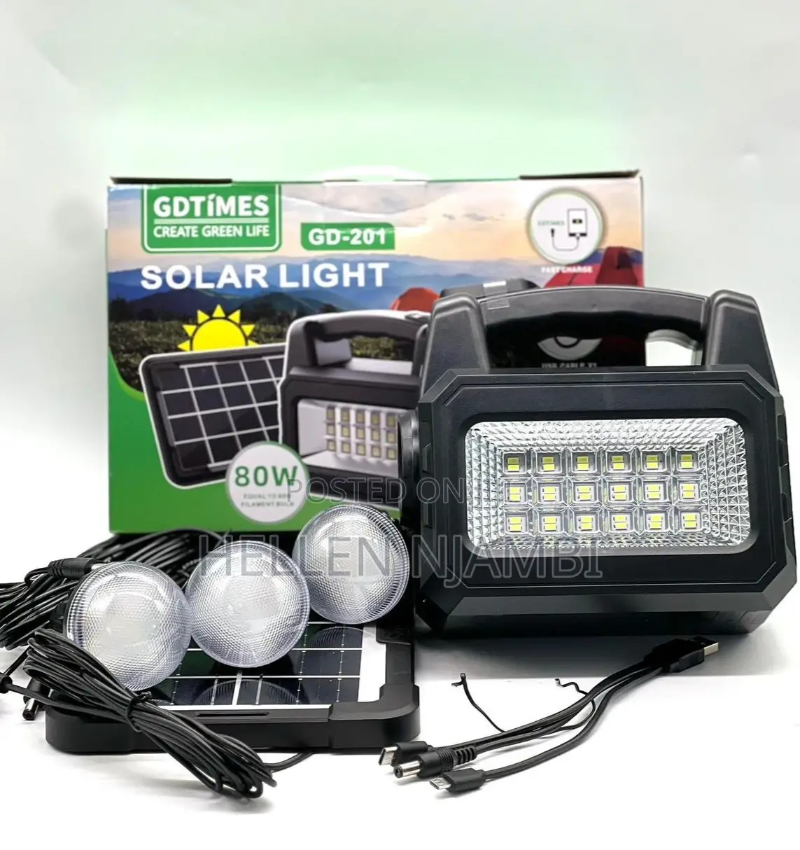 Gd Times Js-201 Solar Light System With 3led Bulbs