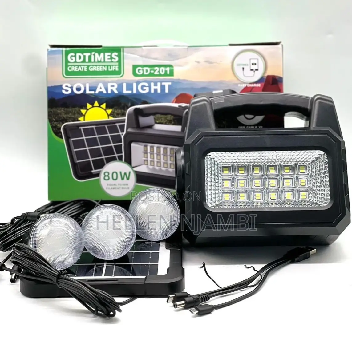 Gd Times Solar Light System Js-201 With 3led Bulbs